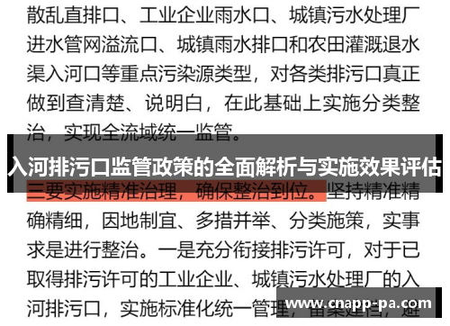 入河排污口监管政策的全面解析与实施效果评估