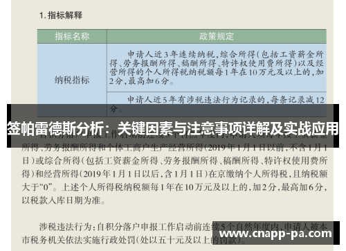 签帕雷德斯分析：关键因素与注意事项详解及实战应用