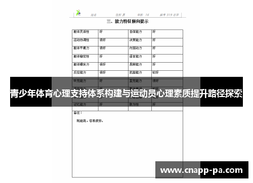 青少年体育心理支持体系构建与运动员心理素质提升路径探索
